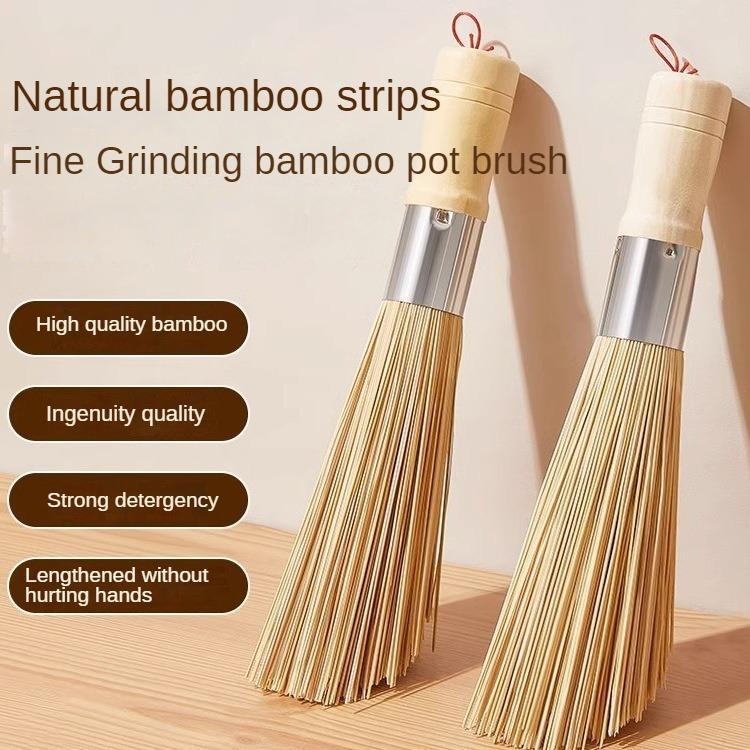 Old-fashioned Bamboo Pot Brush Kitchen Special Brush Pot Scrubber Magic Pot Washing Bamboo Brush Broom Loofah Flesh Commercial Natural Brush