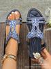 Fashion Plus Size 36-46 Women Shoe Rhinestone Flat Sandals Elastic Band Beach Shoes for Women Fashion Casual Open Toe Sandalias De Mujer