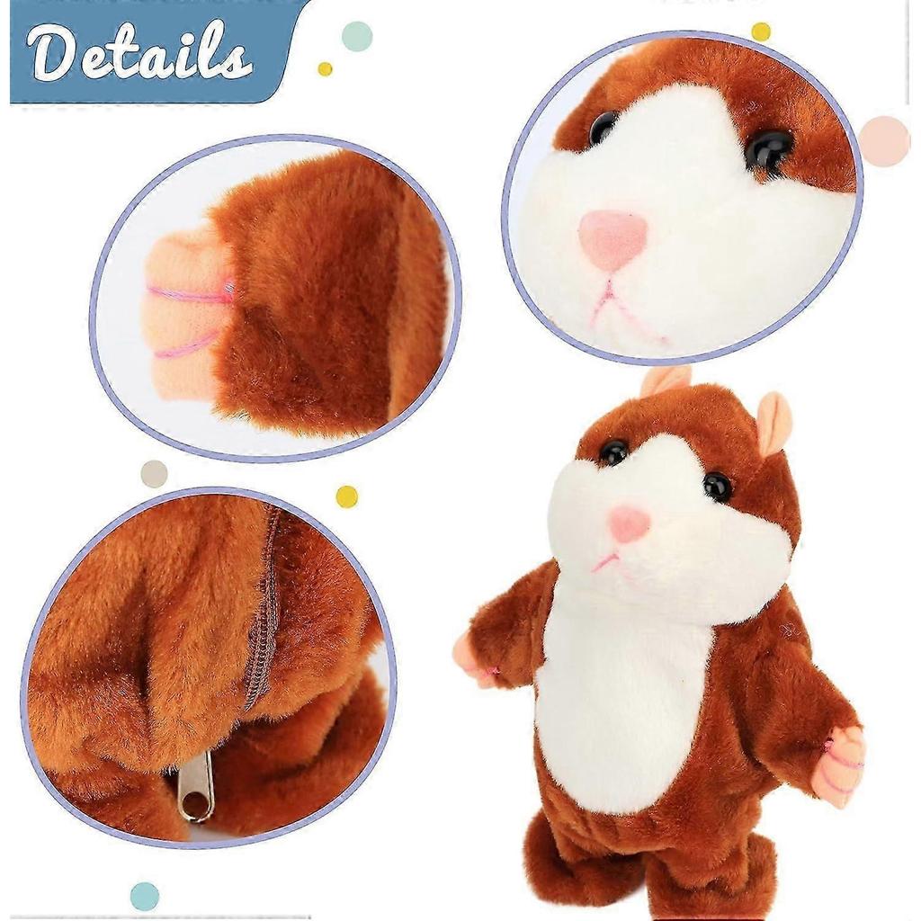 Talking Hamster Repeats What You Say Walking Guinea Pig Electric Interactive Animated Toy Speaking Plush Buddy Gift for Toddlers Birthday, 8'