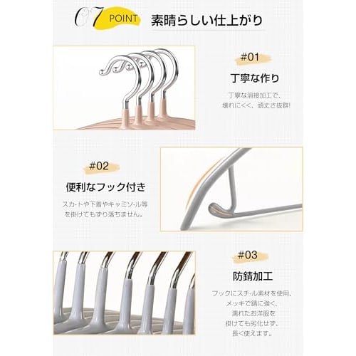Cozyone Non-Slip Hangers, 10-Pack, Anti-Slip, Slim, for Drying Clothes, Jacket Hangers, Storage Hangers, Heavy-Duty Hangers, Keeps Clothes from Slippi