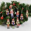 9Pcs/Set Wooden Nutcracker Soldier Christmas Tree Hanging Ornaments Xmas Puppet Decor Supplies