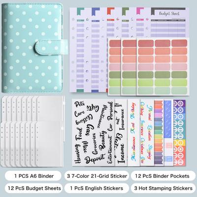 Polka Dot Planner A6 Refillable Notebook Budget Planner Cash Envelope Tracker Marble Color Custom Notebook
