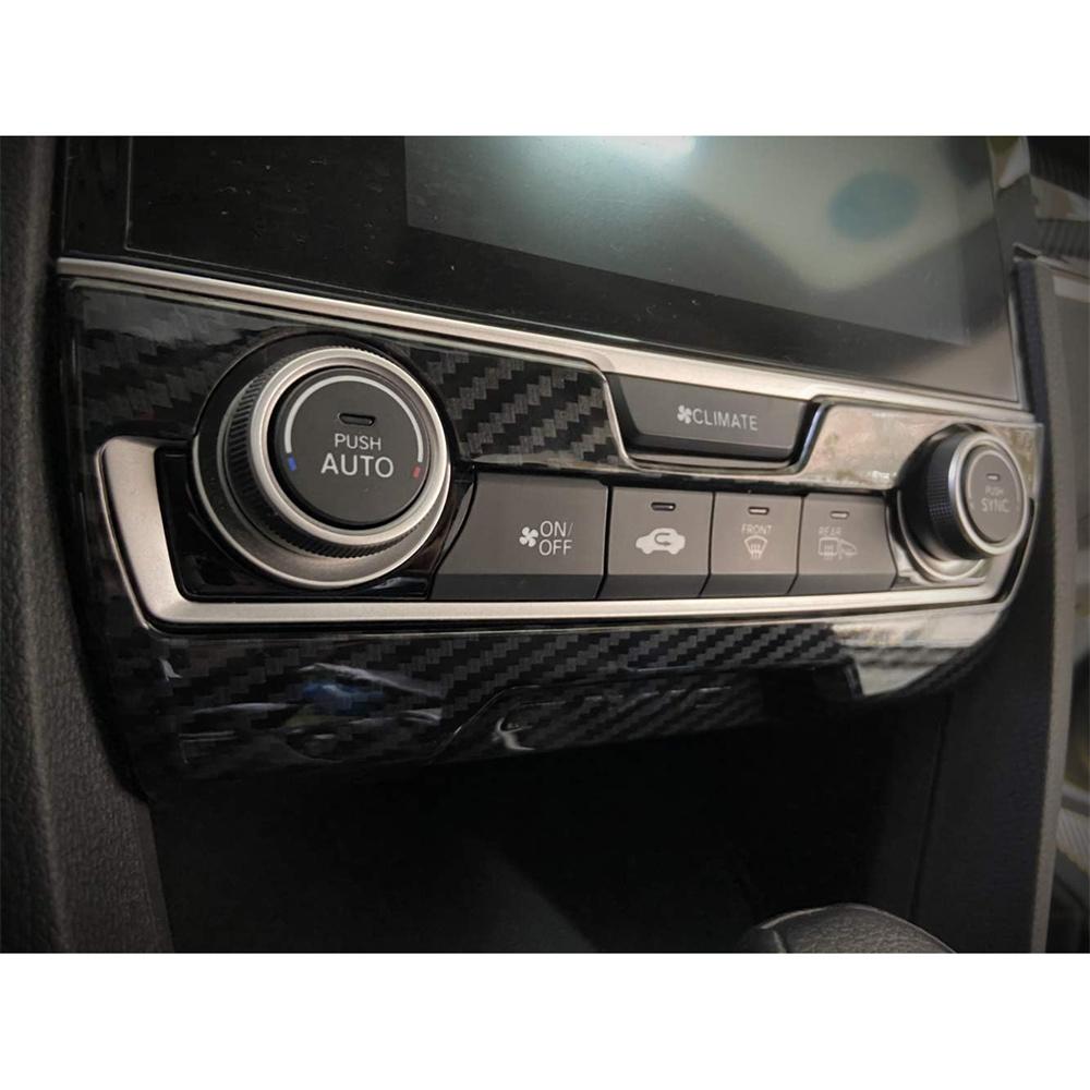 Накладка на переключатель кондиционера центральной консоли под карбон для Honda Civic 2016-2021