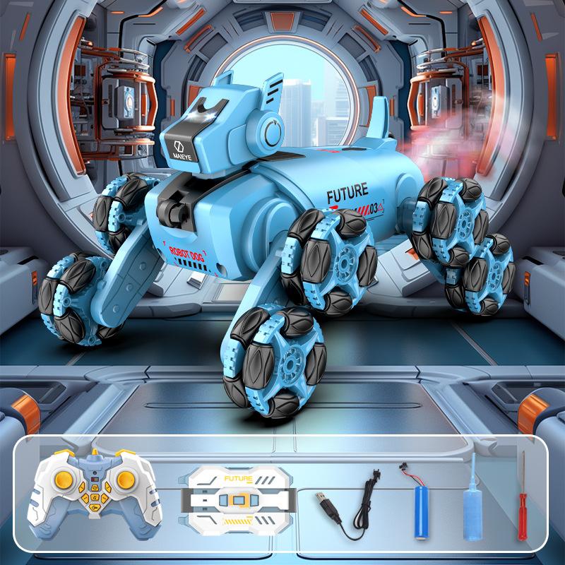 Ai Smart Machine Dog Eight-wheel Stunt Mechanical Dog Remote Control Toy Mech Warrior Intelligent Robot Children's Toy