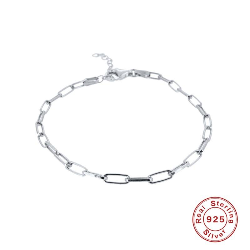 Minimalist Paperclip Chain Bracelet Women Sterling Gold White Plated Geometric Design Lightweight Fashion
