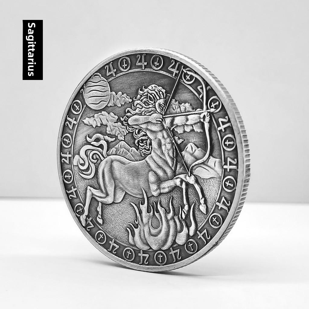Серебряные монеты со знаками зодиака, Двенадцать знаков зодиака, Креативные монеты, Козерог, Лев, Дева, Металлические подарки