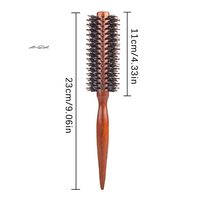 Anti-Static Wood Boar Bristle Round Hair Brush for Hair Styling Teasing Comb Teasing Brush for Curly Hair Hairdresser Tool
