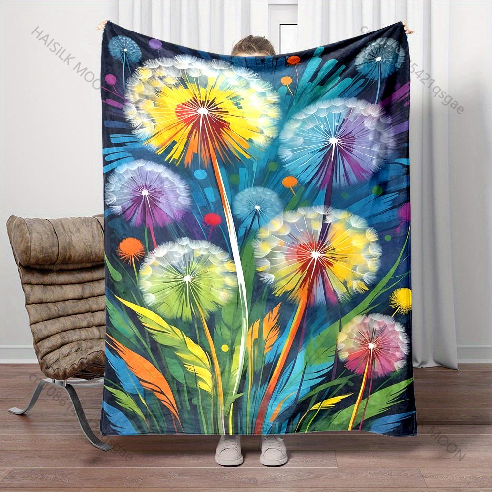 Multiple sizes Colorful dandelion art painting print blanket adult children warm for home travel soft and comfortable blanket