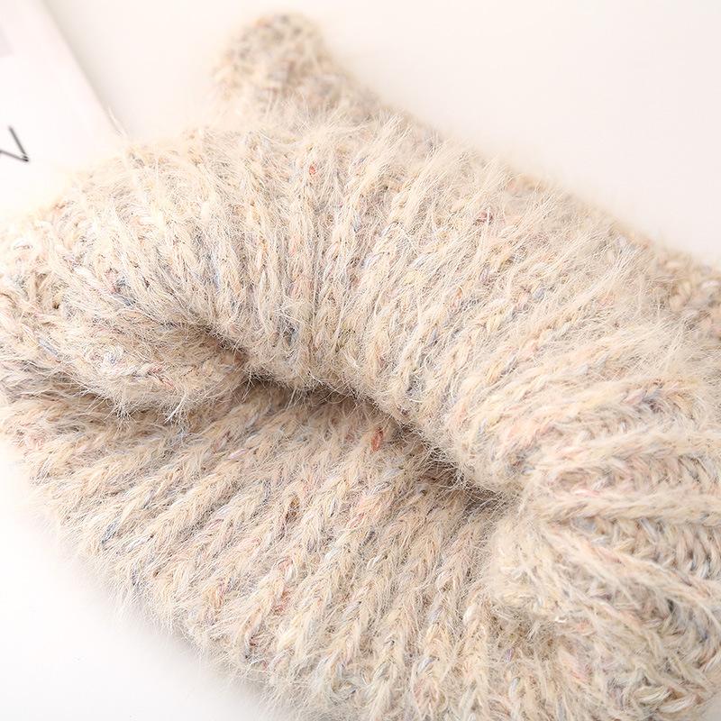 Autumn and winter warm plush knitted hat cute cat ears cover versatile cold hat showing face small wool hat woman