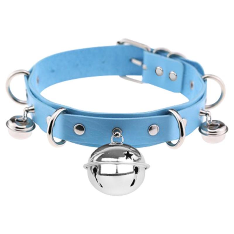 Cosplay Choker Leather Bell Necklace Punk Style Adjustable Neck Jewelry Men Women Role Play Party Accessories