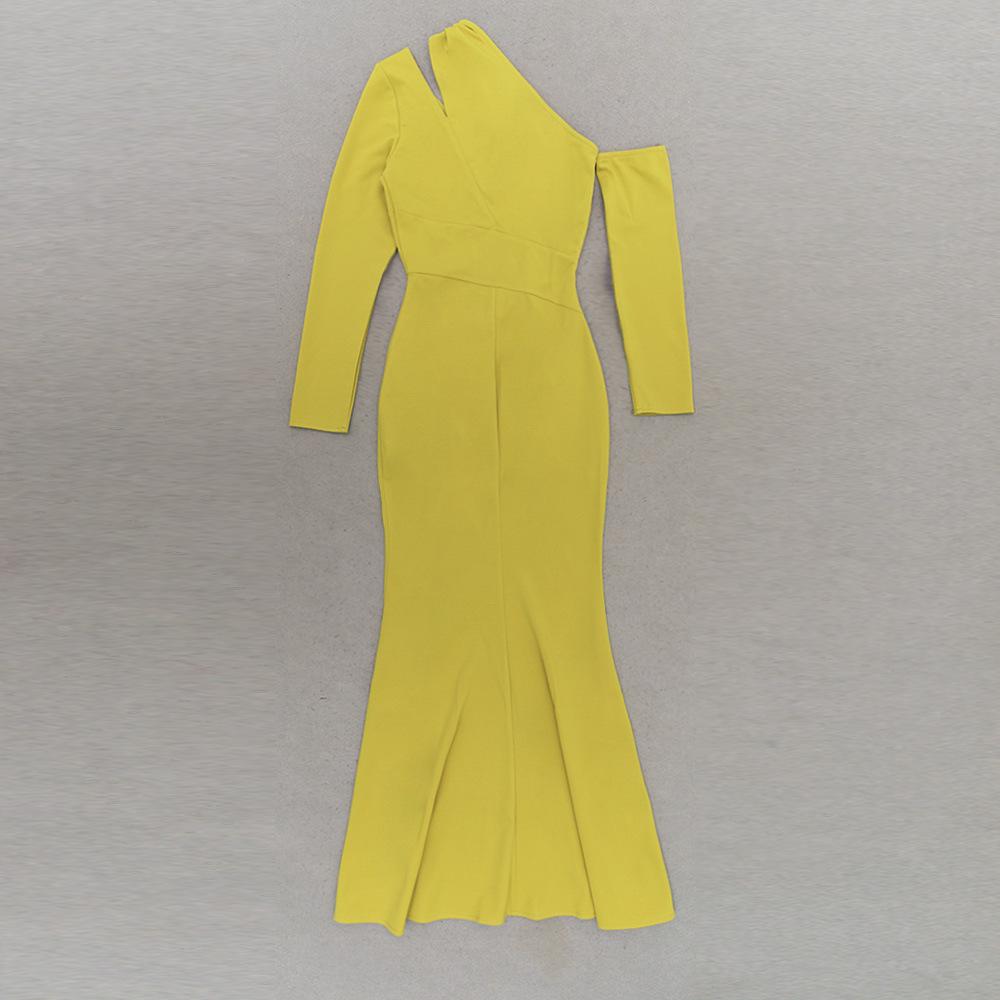 Элегантное женское вечернее платье с открытым плечом, облегающего кроя - Сексуальное платье с открытой спиной и длинными рукавами