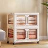 2-Layer Multifunction Storage Cabinet with Wheel Foldable Closet Large Capacity Flexible Sundries Cabinet for Bedroom Livingroom