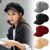 Новые осенние зимние шапки для женщин, однотонные, простые, восьмиугольные, кепки, мужские, шерстяные, женские, W9G2