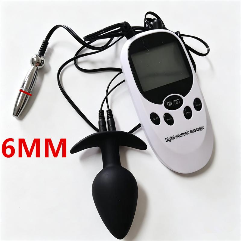 Horse Eye Rod Metal Urethral Sounding Dilator Silicone Anal Plug Breast Sucker Pumps 6 Modes Electric Shock Sex Toys for MenGood product