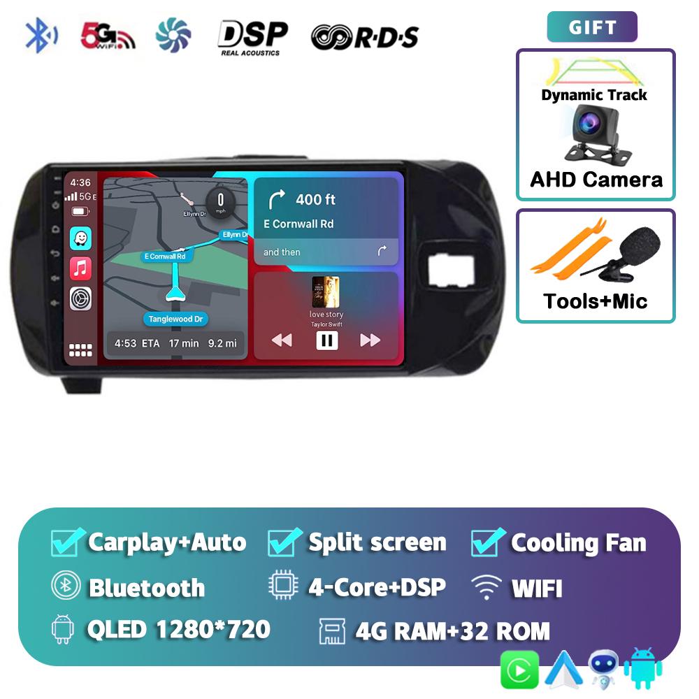 Android 14 Carplay для Toyota Vitz 3 XP130 2014 2015 2016 2017 2018 2019 Автомобильный радиоприемник Мультимедиа Видеоплеер Навигация GPS Стерео