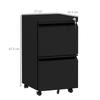 2-Drawer Mobile Filing Cabinet, Steel Lockable File Cabinet for Letter, A4 and Legal Size, Pre-Assembled Body, Black