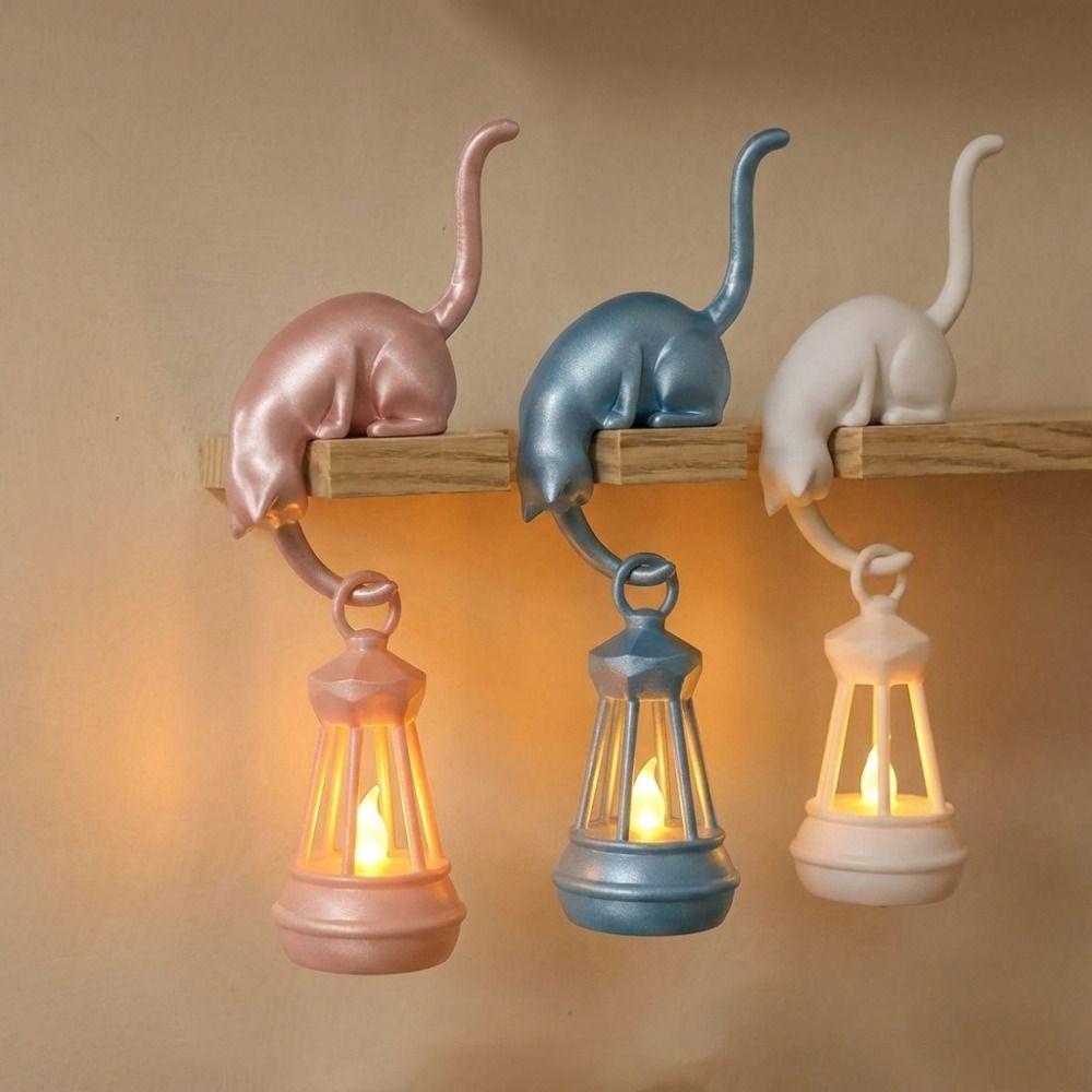with Lantern Cat Wall Hook Light 3D Printed Cat Hanging Hook Funny Cat Decor Lamp Entryway