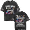 Рэпер Крис Браун Breezy Bowl XX Тур Винтажные стираные футболки Мужские Женские Хип-Хоп Модные Футболки Мужская Хлопок Ретро Футболка