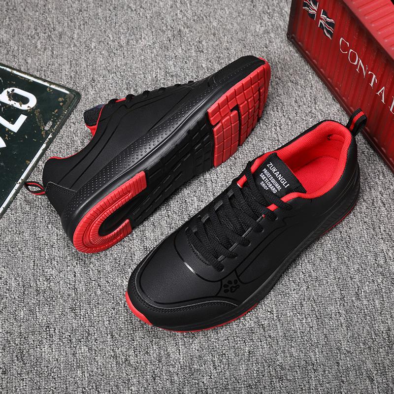 Модная беговая обувь Водонепроницаемые кроссовки из искусственной кожи Уличная спортивная обувь Мужские легкие кроссовки для ходьбы Повседневные кроссовки для мужчин Черные45