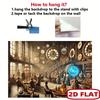2D flat banner, 1 piece - Retro steampunk party backdrop fabricDJH