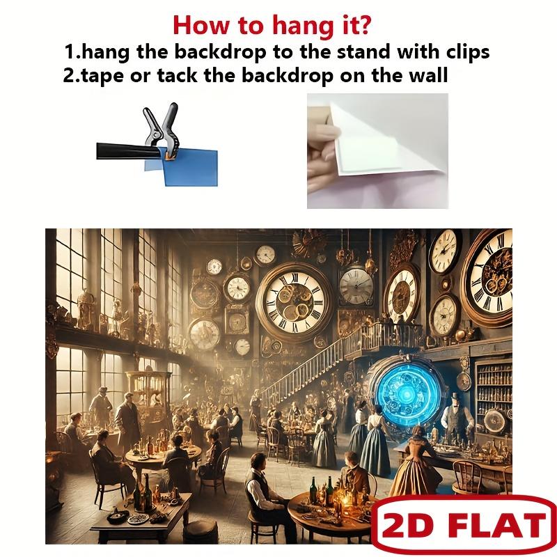 2D flat banner, 1 piece - Retro steampunk party backdrop fabricDJH