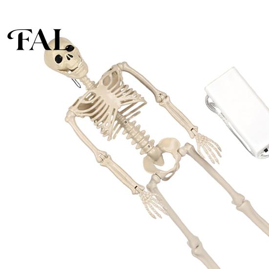 Cemetery Themed Landscaping 36 Inches LED Light Up Halloween Skeleton, 3FT Life Size Full Body Skeleton with Lights Posable Plastic Human Bones