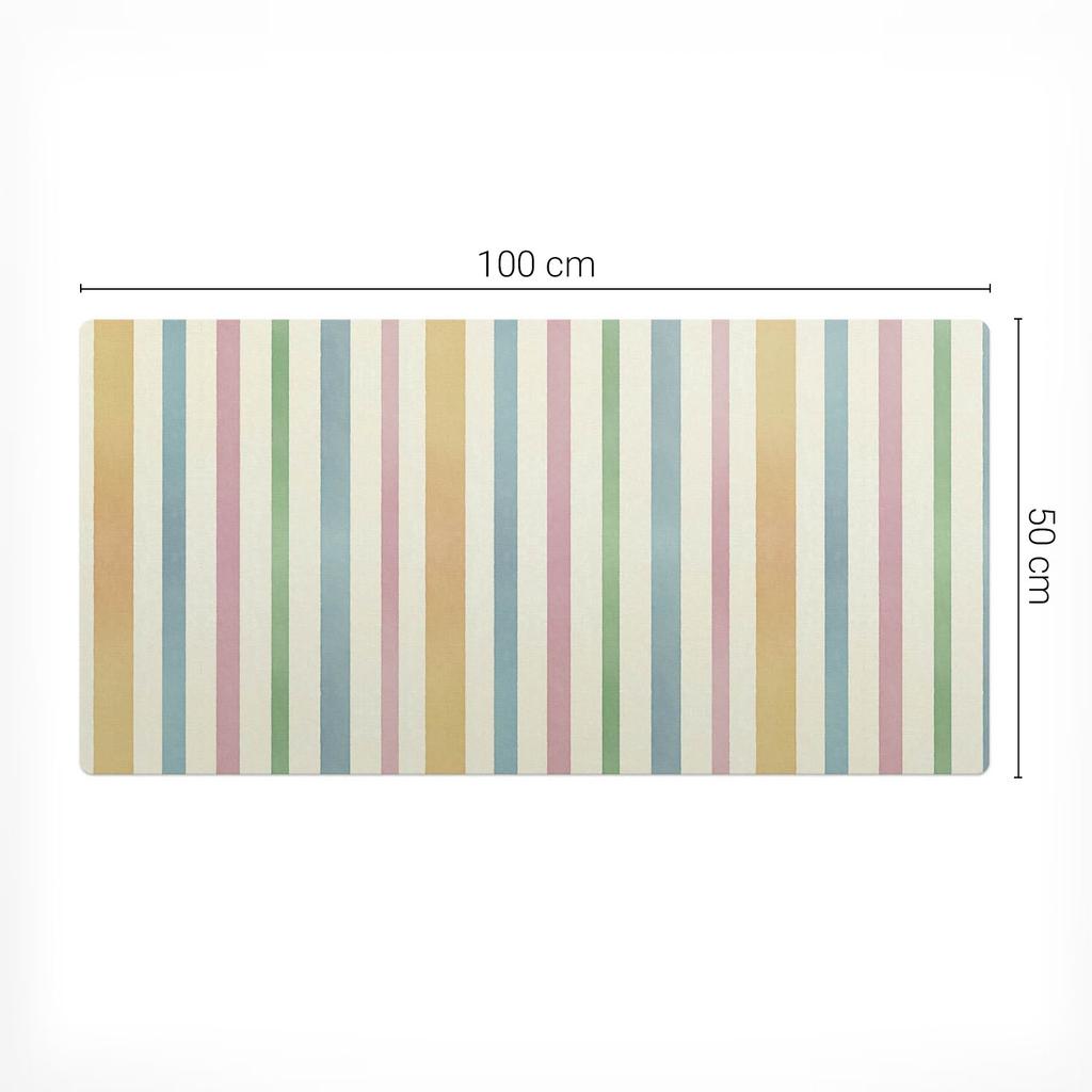 Anti-Slip Protective Desk Mat with Pastel Stripes Pattern 100x50 cm