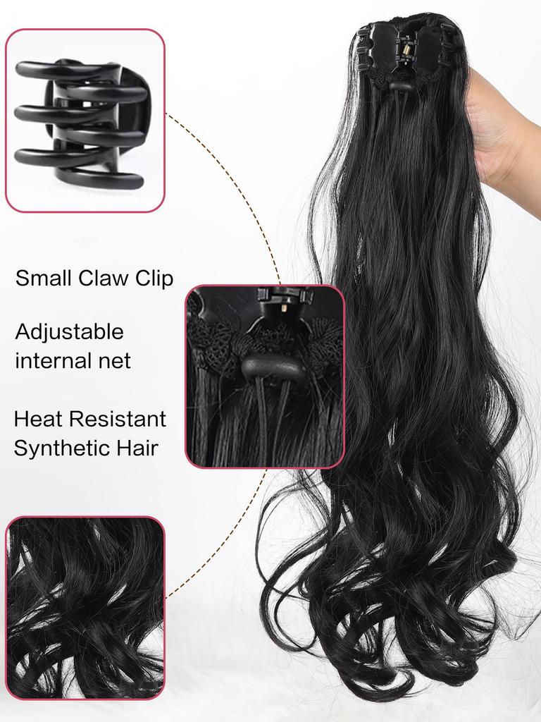 18-дюймовый черный красный блондин коричневый конский хвост наращивание коготь вьющиеся волнистые клипсы накладные волосы конский хвост наращивание волос длинный конский хвост синтетический для женщин