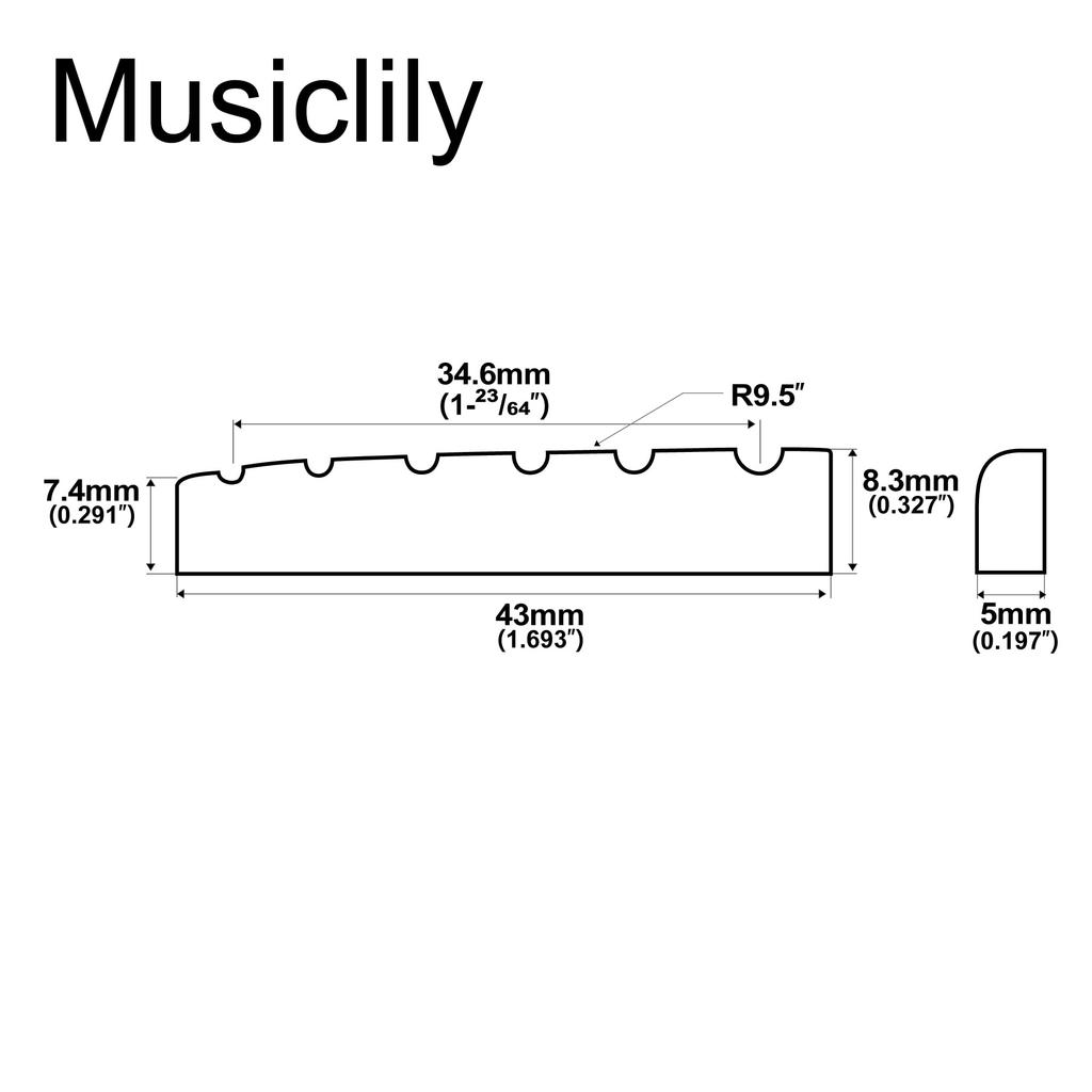 Musiclily Pro Urea Resin Plastic 43 мм струнный рифленый верхний порожек Gibson Type для 6-струнной гитары Les Flat Ivory of Paul/Acoustic Bottom, (Набор 2)