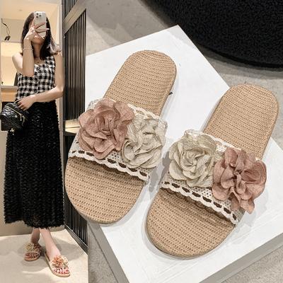 Мода 2025 Новые Женские Модные Разноцветные Крупные Цветы Студенческие Отпуск Пляж Легкие Нескользящие Износостойкие Шлепанцы на Плоской Подошве