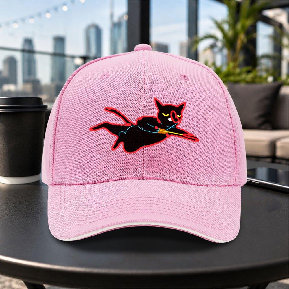 Flying Black Cat Cartoon Baseball Cap Unisex Adjustable Duckbill Cap For Travel Parties Daily Wear