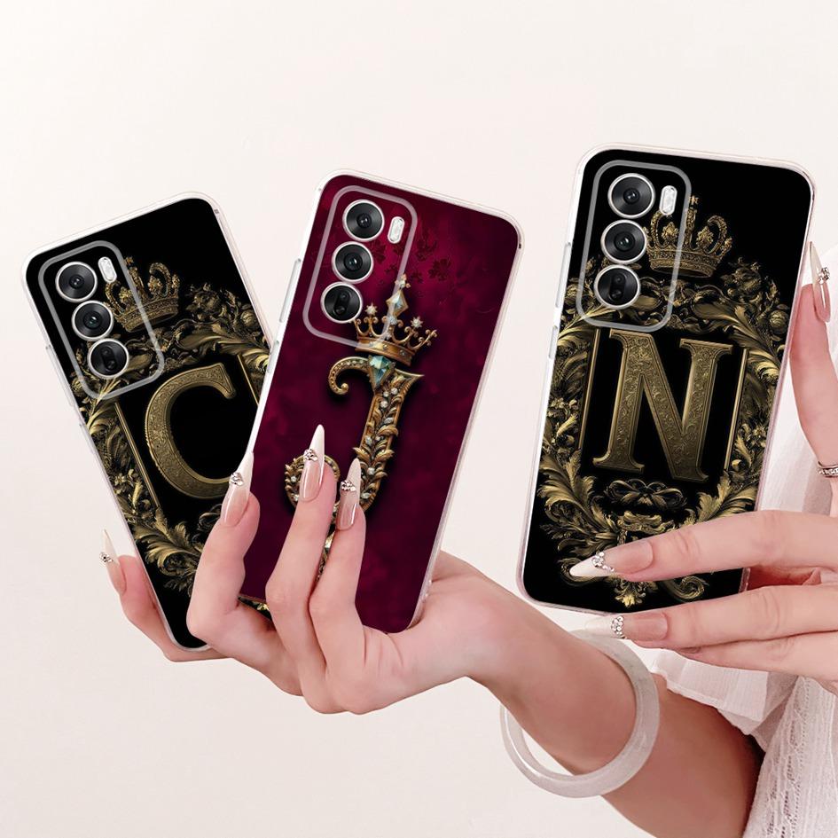 For OPPO Reno 12 Case Reno 12 Pro Cover CPH2625 CPH2629 Fashion Letters Crown Soft Silicone Bumper For OPPO Reno12 Pro 5G Fundas
