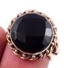 Natural Black Onex Gemstone Handmade 925 Sterling Silver Two Tone Ring S.6 C1l46