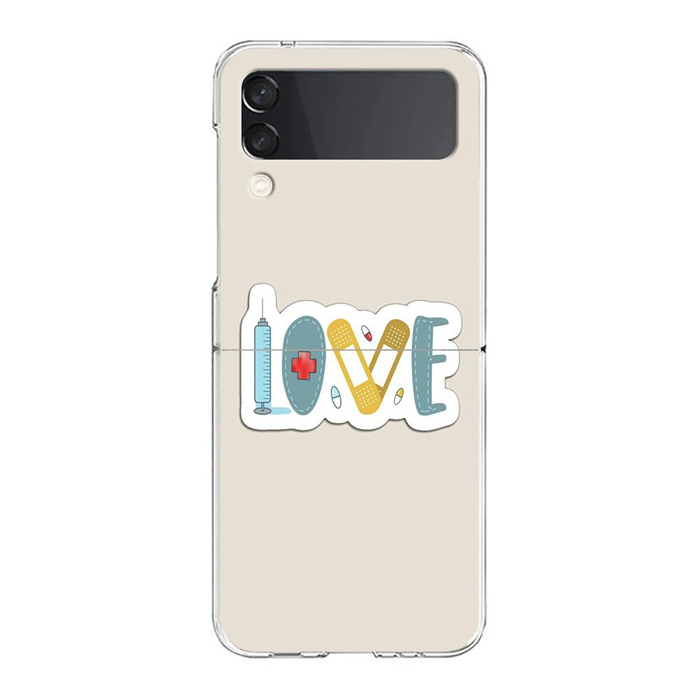 Чехол для телефона 'Доктор Медсестра Медицинский Лекарство' для Samsung Galaxy Z Flip 3 4 5 Жесткий Складной Прозрачный ПК Для Samsung Z Flip 6 Задняя Крышка