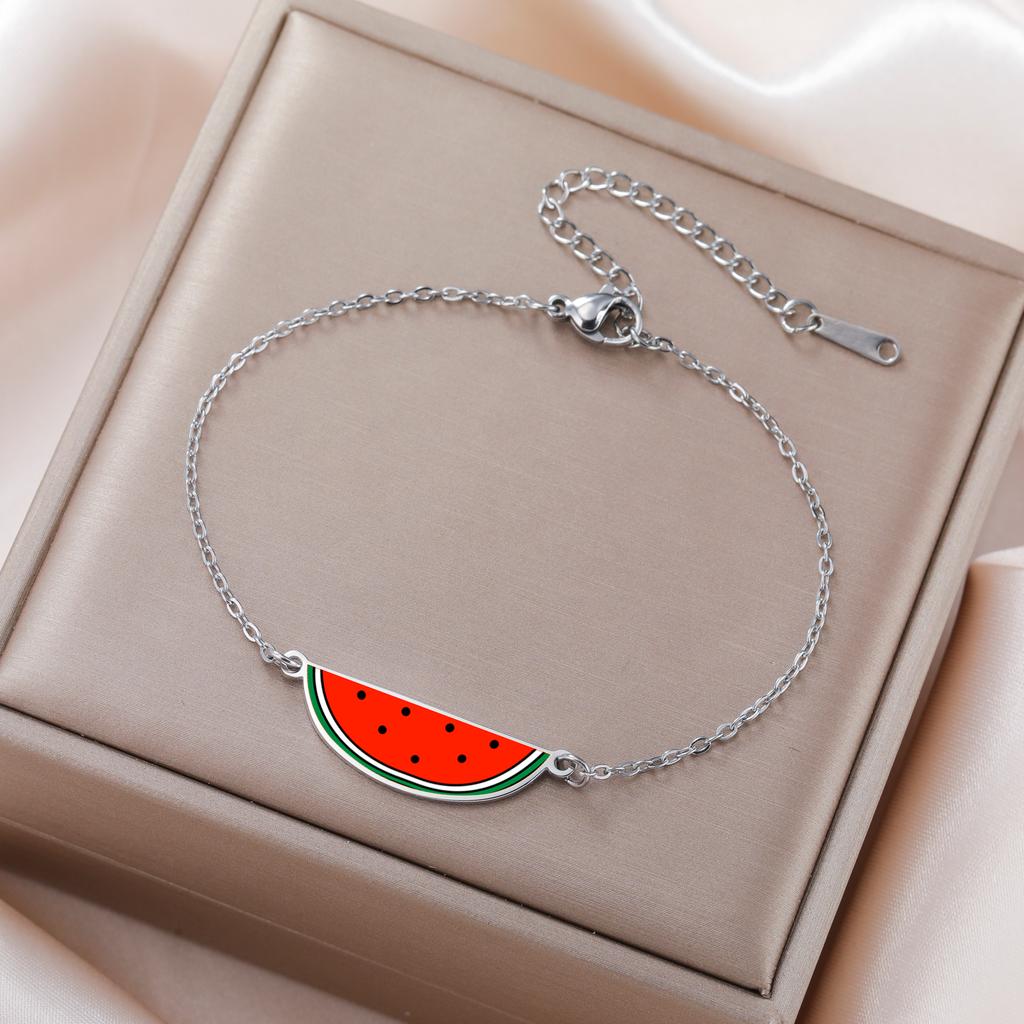 Cazador Watermelon Charm Women's Bracelet Stainless Steel Jewelry Double Chains Beads Hand Bracelet Mother's Day Gift 2026