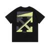 9037 Off-White 2025 Spring/Summer New Collection: Embroidered Arrow Round Neck Hooded Short Sleeved T-shirt for Men and Women