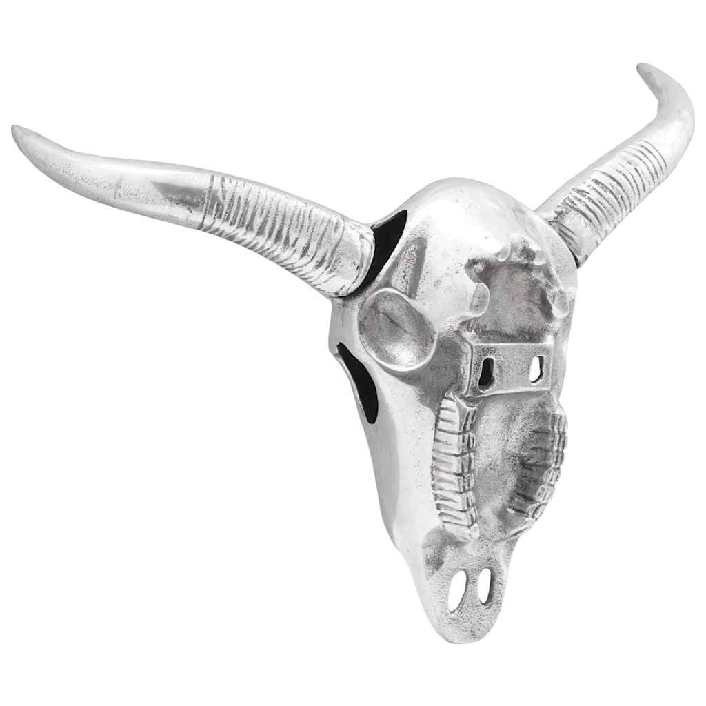 Bull Skull Sculpture Silver 34 x 13 x 53 cm Aluminium