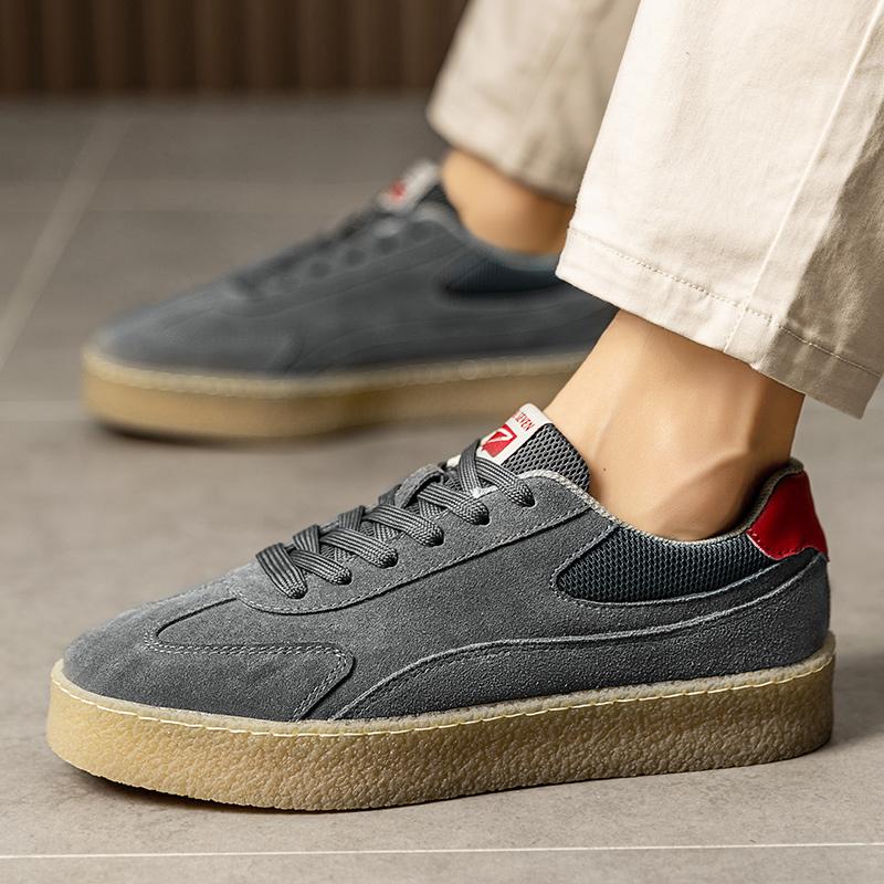 2024New Genuine Suede Leather Men Loafers Outdoor Casual Leather Flat Designer Shoe Genuine Leather Lace Up Oxford Jogging Shoes