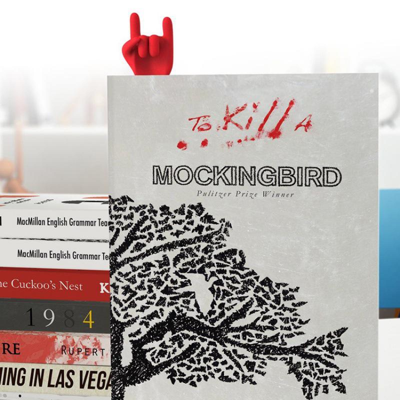 Креативная силиконовая закладка для книг в виде руки с роком, с изысканной упаковкой