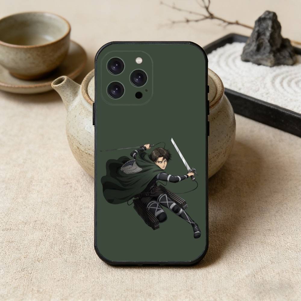 Чехол для телефона L-Levi A-Атака Титанов Для iPhone 17 16 15 14 13 12 Max Plus Силиконовый Черный Чехол