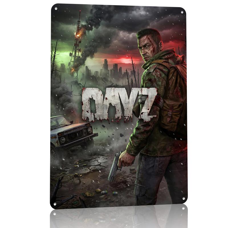 DayZ Game Cover Art Poster Customized Vintage Metal Signs Wall Art Retro Tin Plaque for Mancave Decoration Gaming Room Ornaments