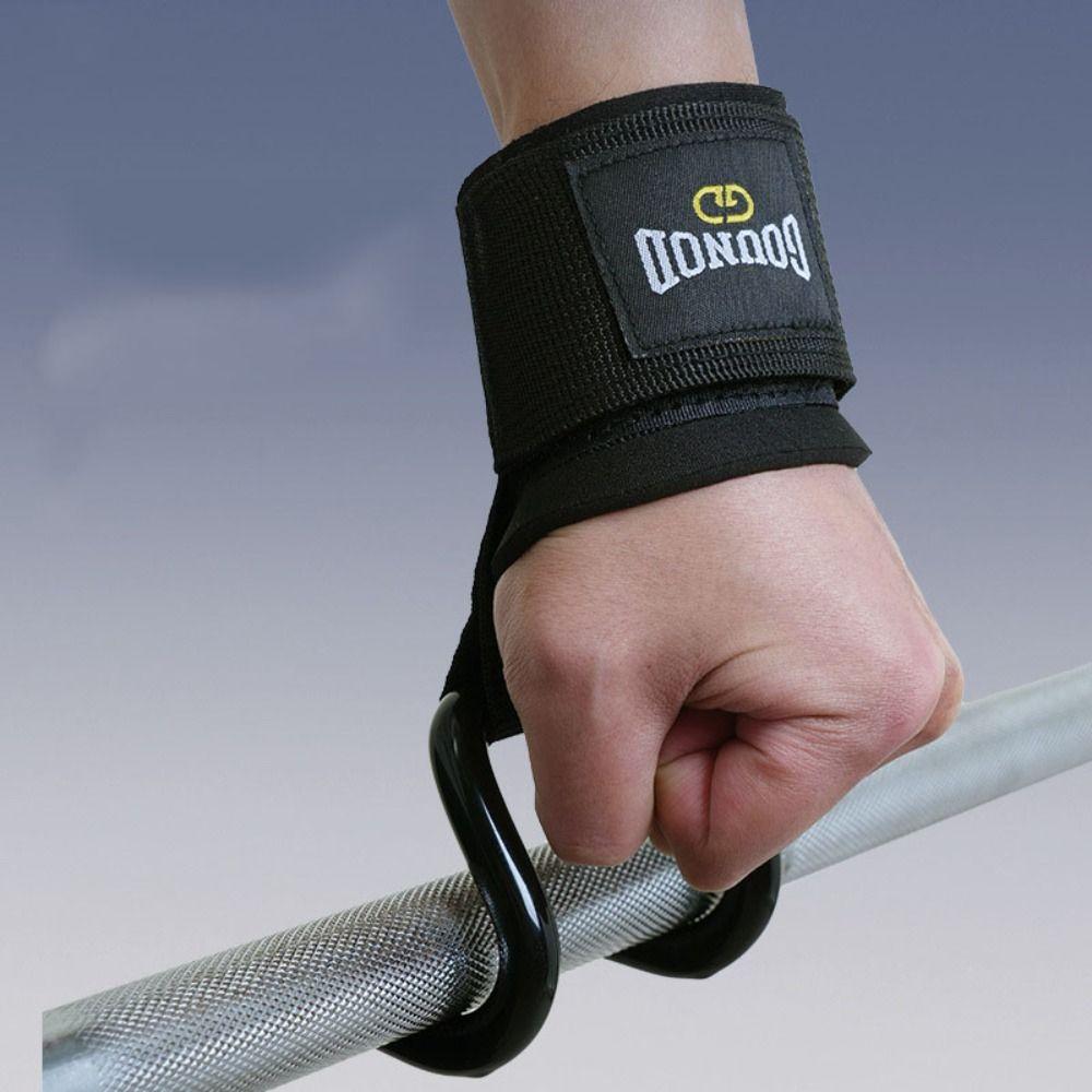 1 pair Pull-up Auxiliary Power Wrist Guard Non-Slip Steel Hook Grips Strap Gym
