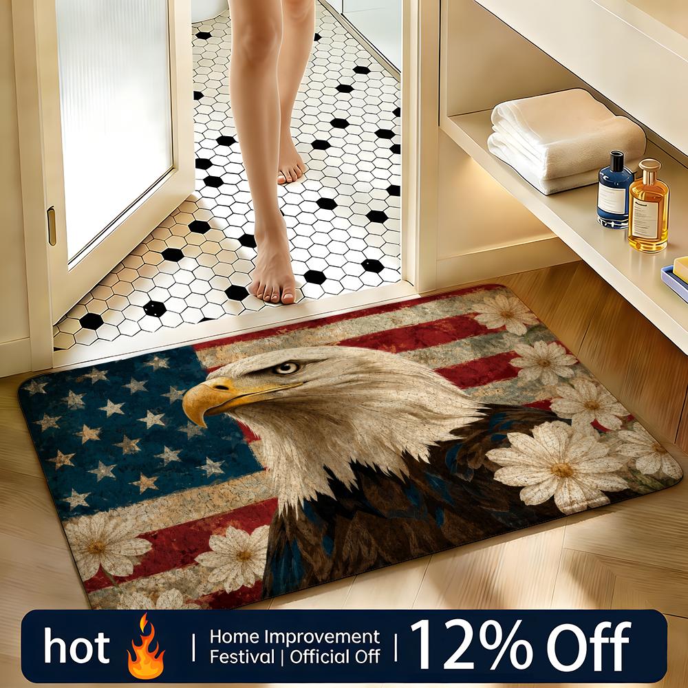 Soft Absorbent Non-Slip Rug VintageUSAPatriot Floor Mat Home Decor Doormat Bedroom Floor Mat Shower Carpet