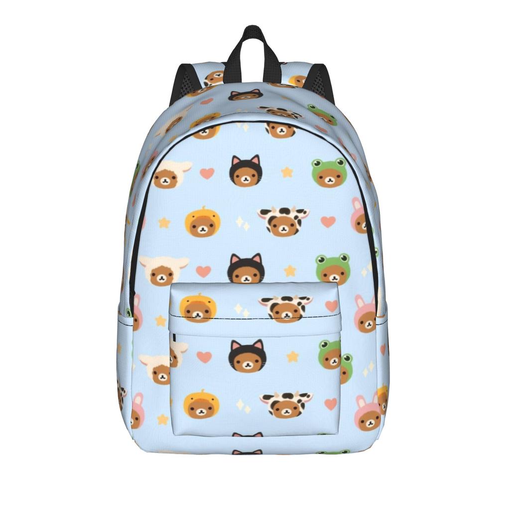 Повседневный рюкзак Rilakkuma для улицы, студентов, работы, с клубничным мультяшным рисунком, Daypack для мужчин, женщин, с отделением для ноутбука, холщовые сумки