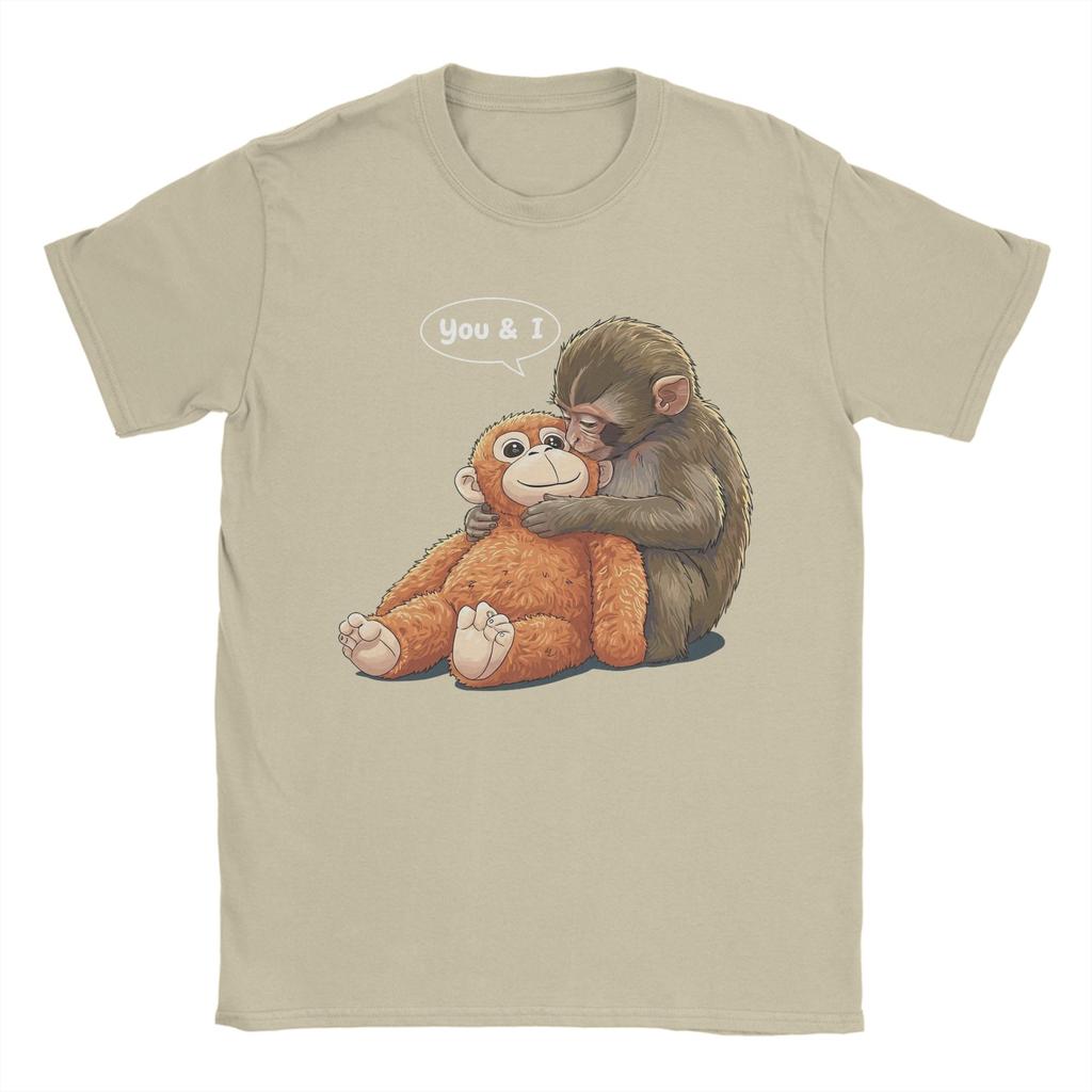 Unisex Womens Hang In There Punch Monkey and Friend T Shirt Pure Cotton Tops Funny Short Sleeve O Neck Tee Shirt Printed TShirts