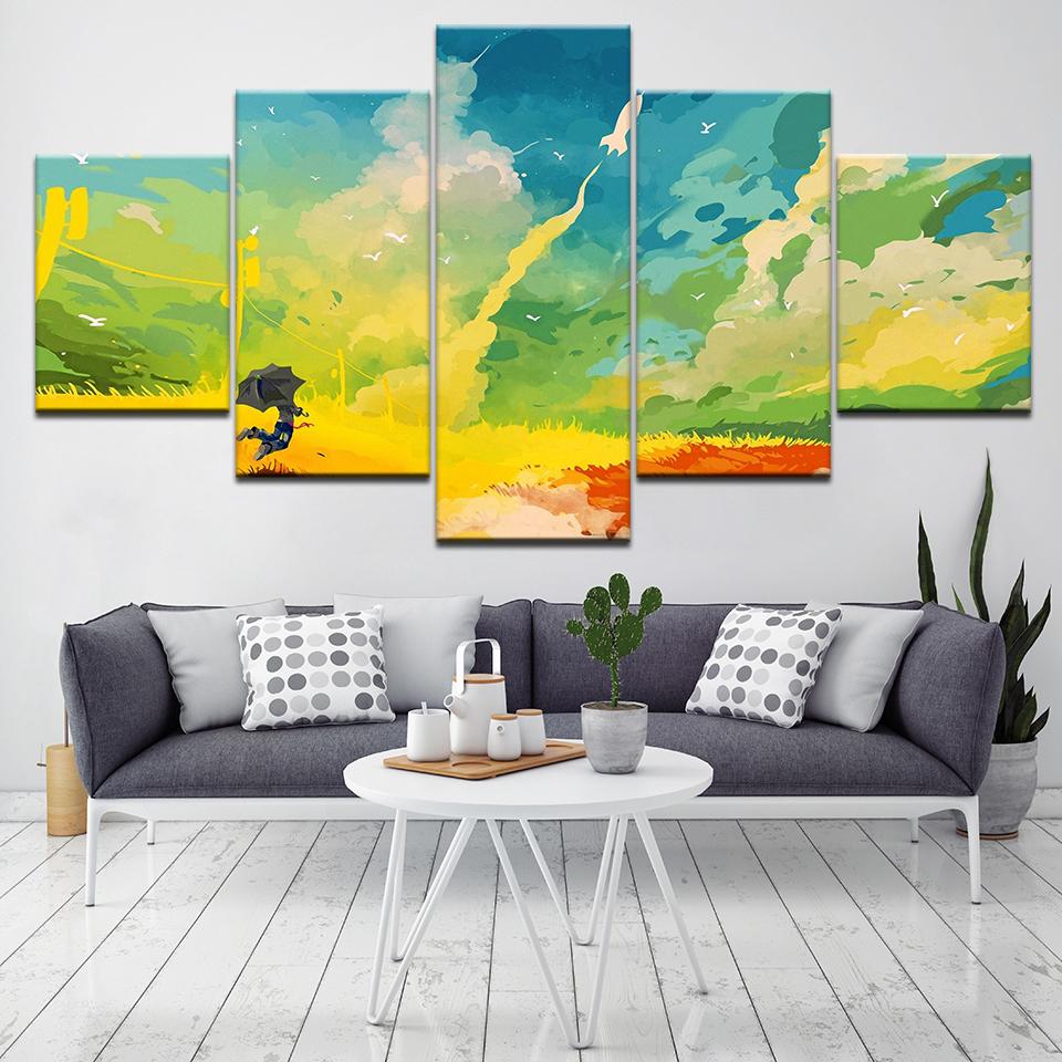 Blue Green Yellow Red color 5 Piece Wallpapers Art Canvas Print modern Poster Modular art painting for Living Room Home Decor