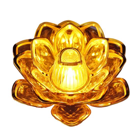 Diwali LED Lotus Candle Lamp Battery Operated Electronic Flameless Candles Buddhist Tabletop Night Light for Temple Desktop Centerpiece