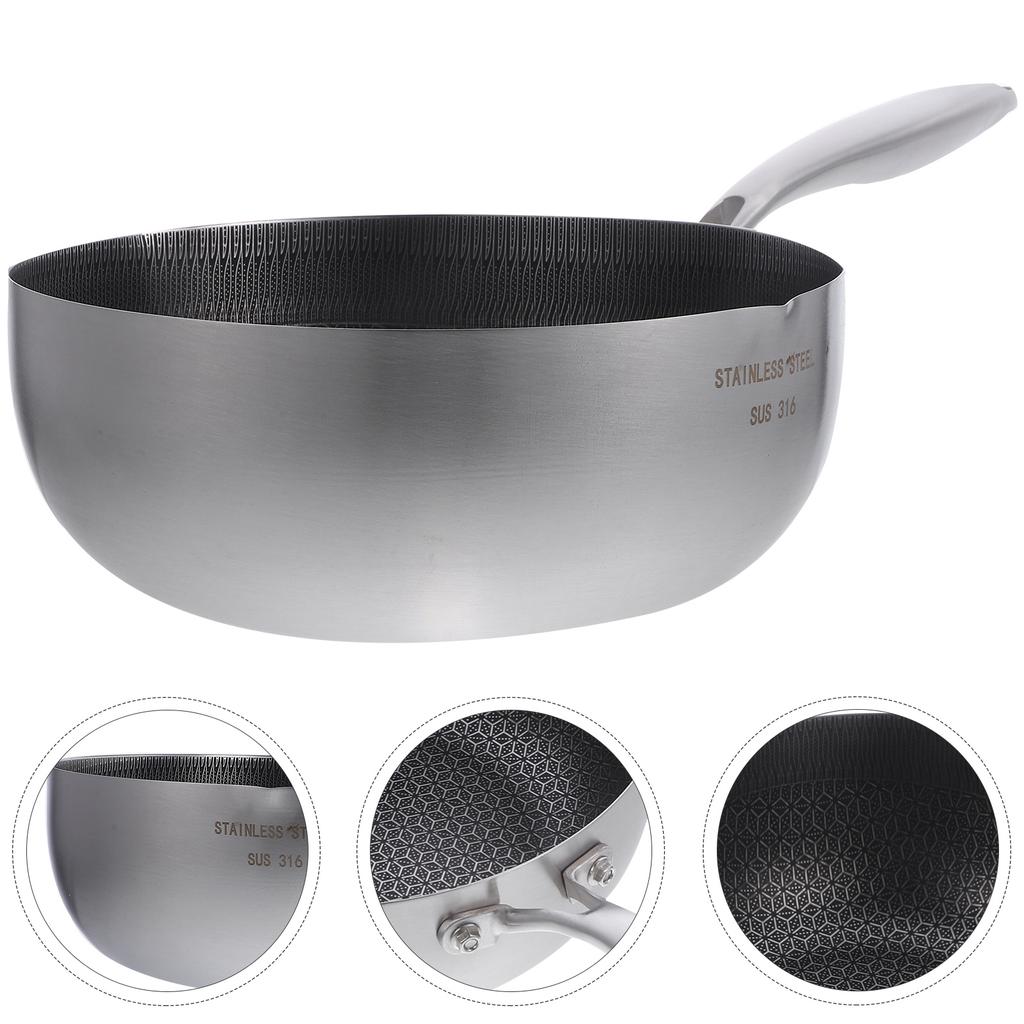 Кастрюля Wok из нержавеющей стали с антипригарным покрытием, походная кастрюля с антипригарным покрытием 304, бытовая лапша, переносная