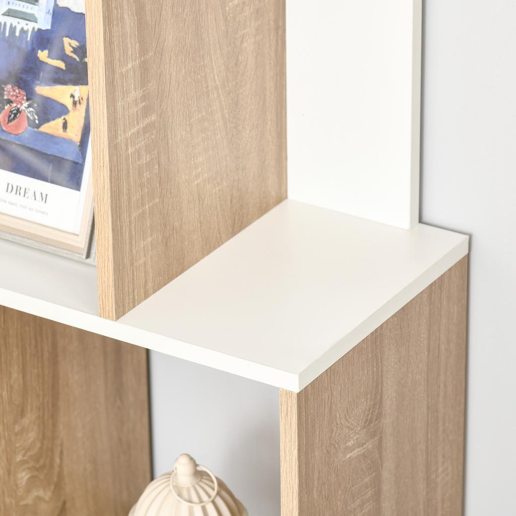 8-Shelf Bookcase Furniture for Living Room and Bedroom, in Wood, 100x27x124 cm, Oak and White