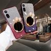 For Redmi A7 Pro Case with Bow Makeup Mirror Luxury Shiny Gradient Clear Plating Glitter Girls Slim for Redmi A7 Pro Back Cover